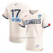 Camiseta Beisbol Hombre Los Angeles Dodgers Shohei Ohtani City Connect Elite Crema