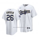 Camiseta Beisbol Hombre Los Angeles Dodgers Tony Gonsolin 2021 Gold Program Replica Blanco