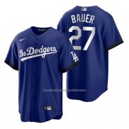Camiseta Beisbol Hombre Los Angeles Dodgers Trevor Bauer 2021 City Connect Replica Azul