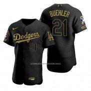 Camiseta Beisbol Hombre Los Angeles Dodgers Walker Buehler Negro 2021 Salute To Service