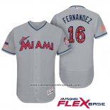Camiseta Beisbol Hombre Miami Marlins 2017 Estrellas y Rayas Jose Fernandez Gris Flex Base