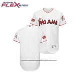 Camiseta Beisbol Hombre Miami Marlins 2018 Stars & Stripes Flex Base Blanco