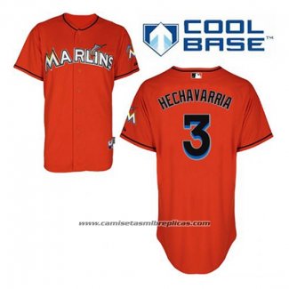 Camiseta Beisbol Hombre Miami Marlins Adeiny Hechavarria 3 Naranja Alterno Cool Base