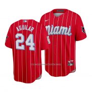 Camiseta Beisbol Hombre Miami Marlins Jesus Aguilar 2021 City Connect Replica Rojo