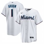 Camiseta Beisbol Hombre Miami Marlins NO 1 Groom Primera Replica Blanco