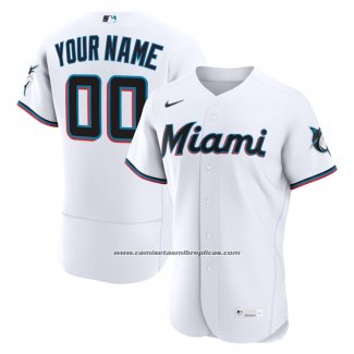 Camiseta Beisbol Hombre Miami Marlins Primera Autentico Personalizada Blanco1