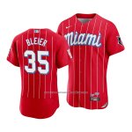 Camiseta Beisbol Hombre Miami Marlins Richard Bleier 2021 City Connect Autentico Rojo