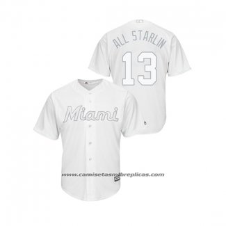 Camiseta Beisbol Hombre Miami Marlins Starlin Castro 2019 Players Weekend Replica Blanco