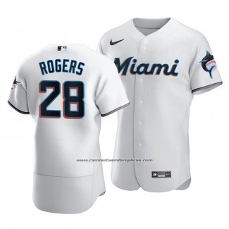 Camiseta Beisbol Hombre Miami Marlins Trevor Rogers Autentico Primera Blanco