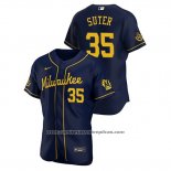 Camiseta Beisbol Hombre Milwaukee Brewers Brent Suter Autentico 2020 Alterno Azul