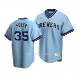 Camiseta Beisbol Hombre Milwaukee Brewers Brent Suter Cooperstown Collection Road Azul