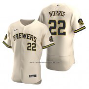 Camiseta Beisbol Hombre Milwaukee Brewers Daniel Norris Autentico Alterno Crema