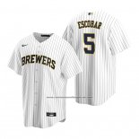 Camiseta Beisbol Hombre Milwaukee Brewers Eduardo Escobar Replica Alterno Blanco