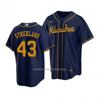 Camiseta Beisbol Hombre Milwaukee Brewers Hunter Strickland Replica Azul