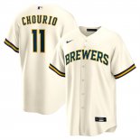 Camiseta Beisbol Hombre Milwaukee Brewers Jackson Chourio Primera Replica Crema