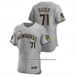 Camiseta Beisbol Hombre Milwaukee Brewers Josh Hader Autentico 2020 Road Gris