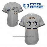 Camiseta Beisbol Hombre Milwaukee Brewers Matt Garza 22 Gris Cool Base