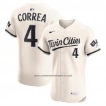 Camiseta Beisbol Hombre Minnesota Twins Carlos Correa Alterno Elite Crema
