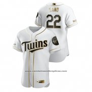 Camiseta Beisbol Hombre Minnesota Twins Miguel Sano Golden Edition Autentico Blanco