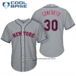 Camiseta Beisbol Hombre New York Mets 2017 Estrellas y Rayas Michael Conforto Gris Cool Base