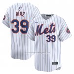 Camiseta Beisbol Hombre New York Mets Edwin Diaz Primera Limited Blanco