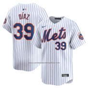 Camiseta Beisbol Hombre New York Mets Edwin Diaz Primera Limited Blanco