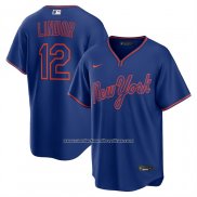 Camiseta Beisbol Hombre New York Mets Francisco Lindor Alterno Replica Azul1