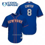 Camiseta Beisbol Hombre New York Mets Gary Carter 8 Azul Alterno Cool Base
