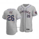 Camiseta Beisbol Hombre New York Mets Khalil Lee Autentico Road Gris