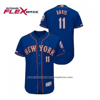 Camiseta Beisbol Hombre New York Mets Rajai Davis 150th Aniversario Patch Autentico Flex Base Azul