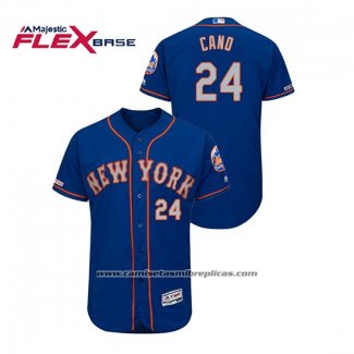 Camiseta Beisbol Hombre New York Mets Robinson Cano 150th Aniversario Patch Autentico Flex Base Azul