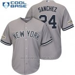 Camiseta Beisbol Hombre New York Yankees 2017 Postemporada Gary Sanchez Gris Cool Base