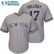Camiseta Beisbol Hombre New York Yankees 2017 Postemporada Matt Holliday Gris Cool Base