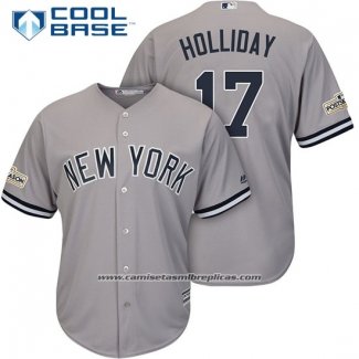 Camiseta Beisbol Hombre New York Yankees 2017 Postemporada Matt Holliday Gris Cool Base