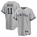 Camiseta Beisbol Hombre New York Yankees Anthony Volpe Segunda Replica Gris