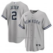Camiseta Beisbol Hombre New York Yankees Derek Jeter Big Tall Road Replica Gris