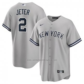 Camiseta Beisbol Hombre New York Yankees Derek Jeter Big Tall Road Replica Gris