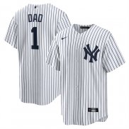Camiseta Beisbol Hombre New York Yankees NO 1 Dad Primera Replica Blanco