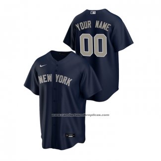 Camiseta Beisbol Hombre New York Yankees Personalizada Replica Alterno Azul