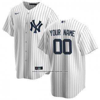 Camiseta Beisbol Hombre New York Yankees Primera Replica Personalizada Blanco