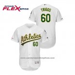 Camiseta Beisbol Hombre Oakland Athletics Andrew Triggs 150th Aniversario Patch Autentico Flex Base Blanco