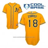 Camiseta Beisbol Hombre Oakland Athletics Ben Zobrist 18 Oro Alterno Cool Base