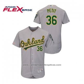 Camiseta Beisbol Hombre Oakland Athletics Yusmeiro Petit 150th Aniversario Patch Autentico Flex Base Gris