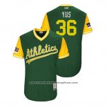 Camiseta Beisbol Hombre Oakland Athletics Yusmeiro Petit 2018 LLWS Players Weekend Yus Green