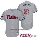 Camiseta Beisbol Hombre Philadelphia Phillies 2017 Estrellas y Rayas Clay Buchholz Gris Flex Base