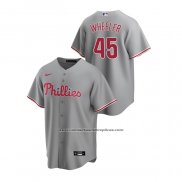 Camiseta Beisbol Hombre Philadelphia Phillies Zack Wheeler Replica Road Gris