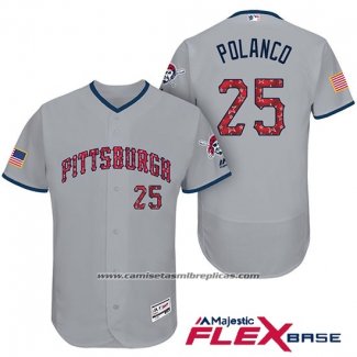 Camiseta Beisbol Hombre Pittsburgh Pirates 2017 Estrellas y Rayas Gregory Polanco Gris Flex Base