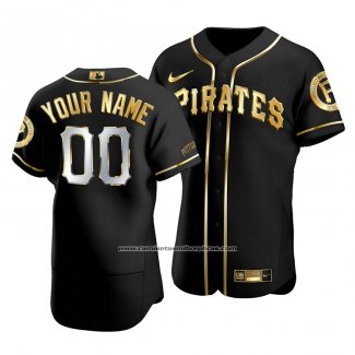 Camiseta Beisbol Hombre Pittsburgh Pirates Personalizada Golden Edition Autentico Negro