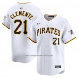 Camiseta Beisbol Hombre Pittsburgh Pirates Roberto Clemente Primera Limited Blanco
