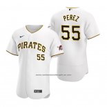 Camiseta Beisbol Hombre Pittsburgh Pirates Roberto Perez Autentico Primera Blanco